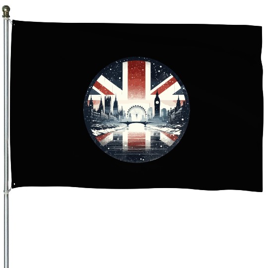 Winter London Travel Vintage Logo House Flags