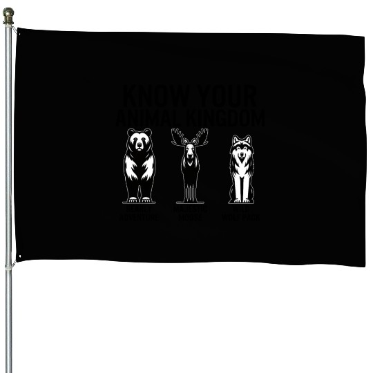 Jungle House Flags, Know Your Animal Kingdom Bear Moose