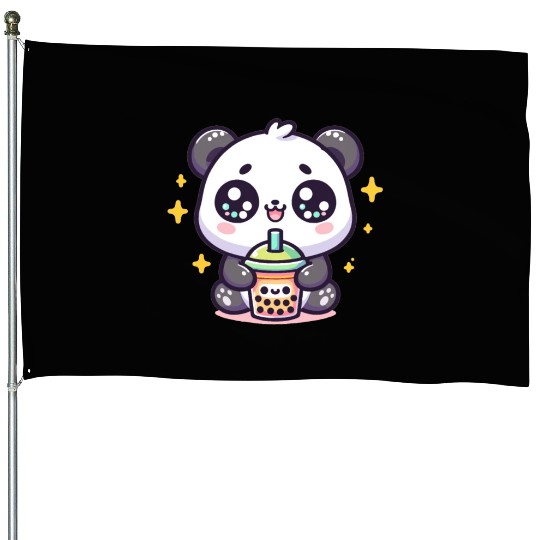 Panda Bubble Tea Boba Kawaii House Flags