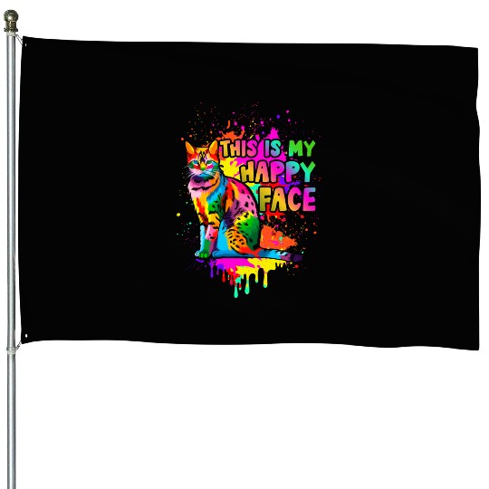 This Is My Happy Face House Flags