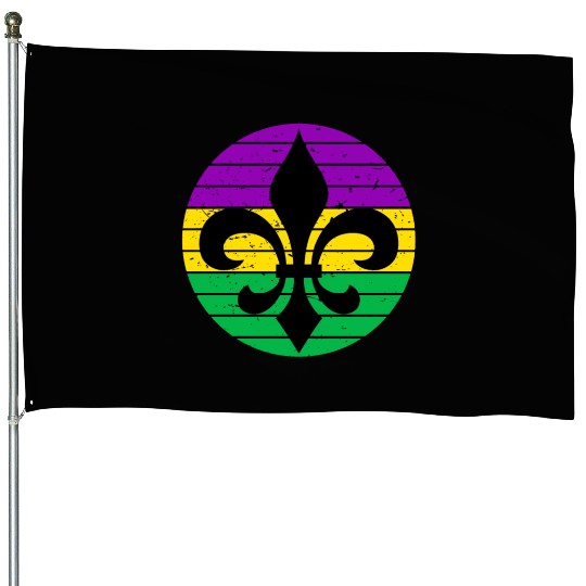 Mardi Gras Fleur De Lis House Flags
