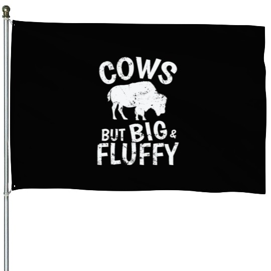 Cows but big & Fluffy Bison Animal House Flags