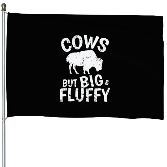 Cows but big & Fluffy Bison Animal House Flags