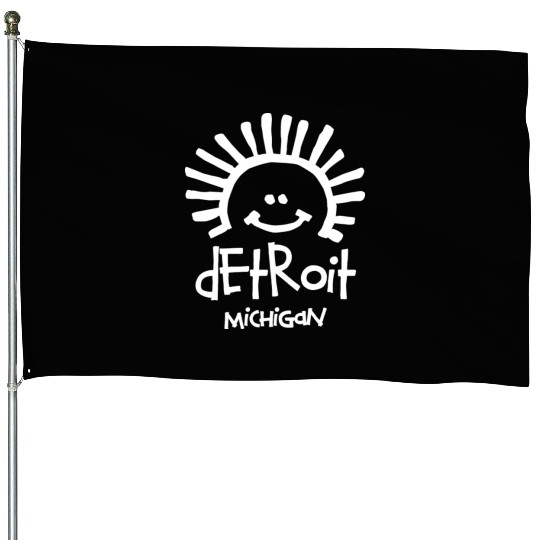 Detroit Michigan Sun Smiley Face Souvenirs Gifts House Flags