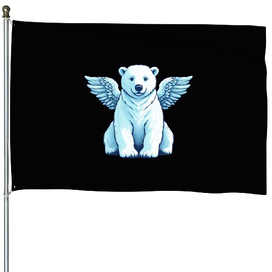 Bear Polar Bear Angel Wings House Flags