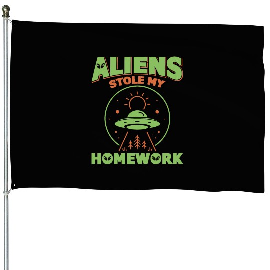 Alien, Aliens, UFO, UAP, Space Unknown Flight House Flags