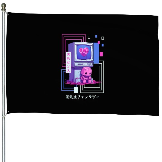 Kawaii Japanese Retro 90s Nostalgia Vaporwave Retr House Flags