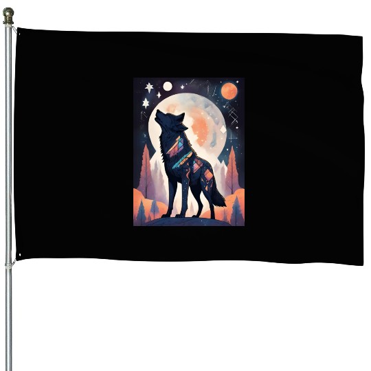 Dreamy Fox Constellation House Flags