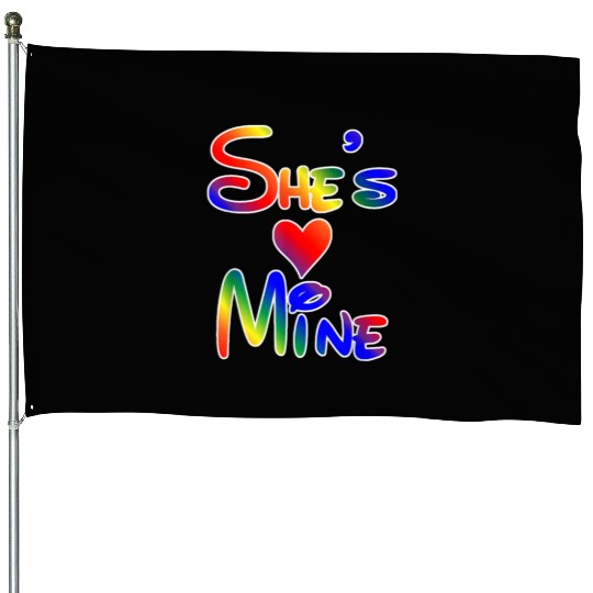 LGBT Pride I'm Her She's Mine Lesbian Couple Love House Flags