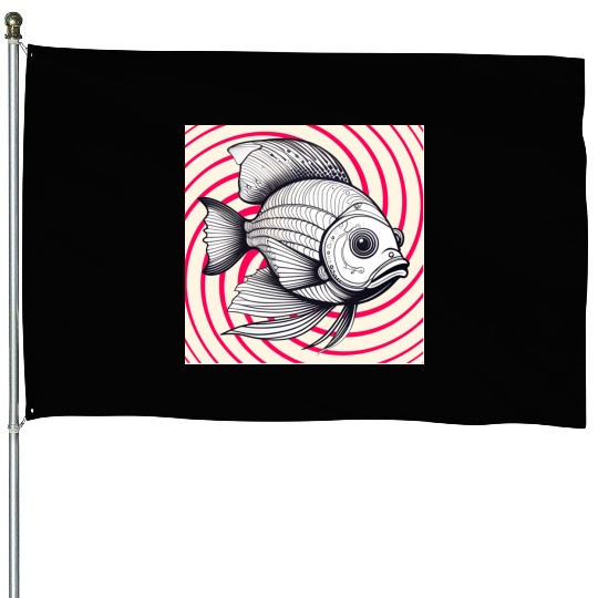 red striped fish House Flags