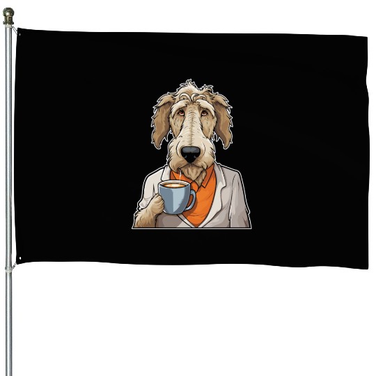 Coffee Irish Wolfhound Dog House Flags