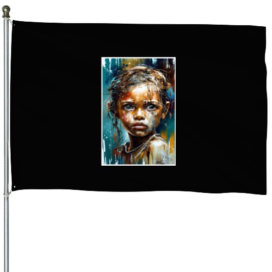 Abstract Sad Girl Unhappy People Sadness House Flags