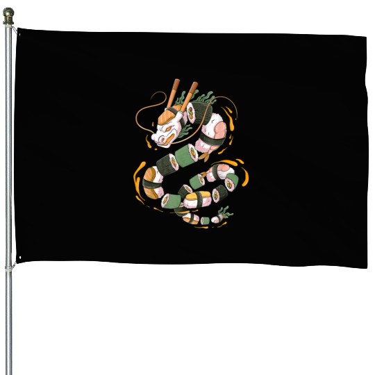 Japanese Sushi Dragon Roll Kawaii Dragon Anime House Flags