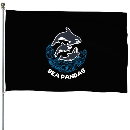 Sea Panda Orca Wild Panda Bamboo House Flags