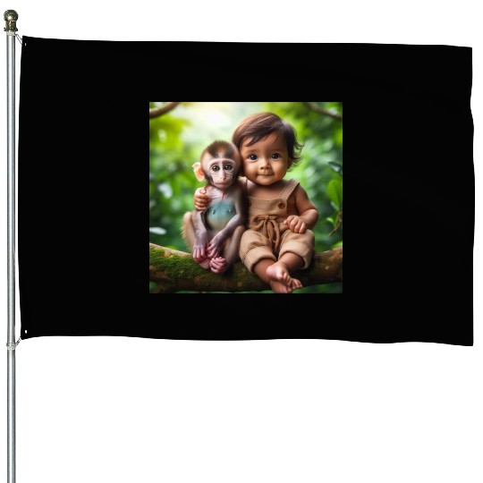 Monkey & Baby Boy. House Flags