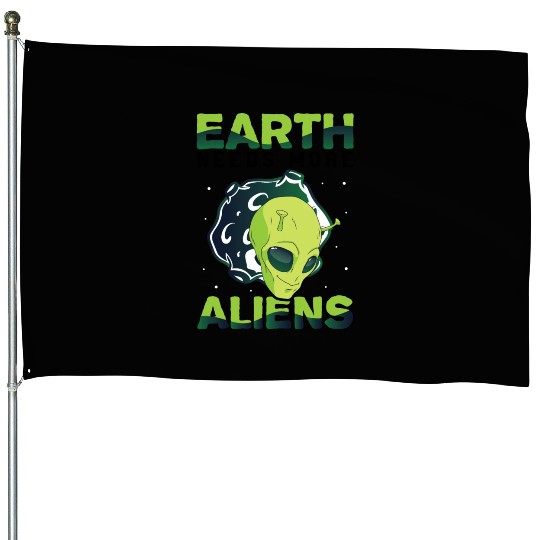 Alien, Aliens, UFO, UAP, Space Unknown Flight House Flags