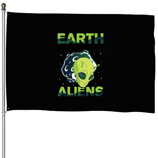 Alien, Aliens, UFO, UAP, Space Unknown Flight House Flags