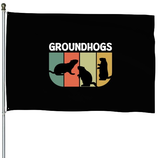 Groundhogs Retro Vintage Happy Groundhog Day House Flags