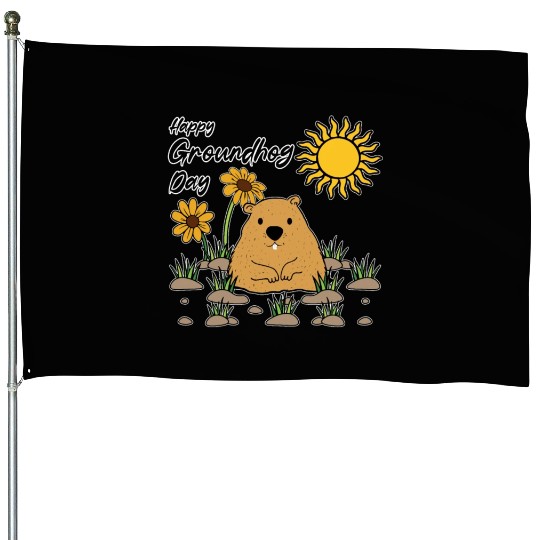 Happy Groundhog Day Animal Spirit Rodent House Flags
