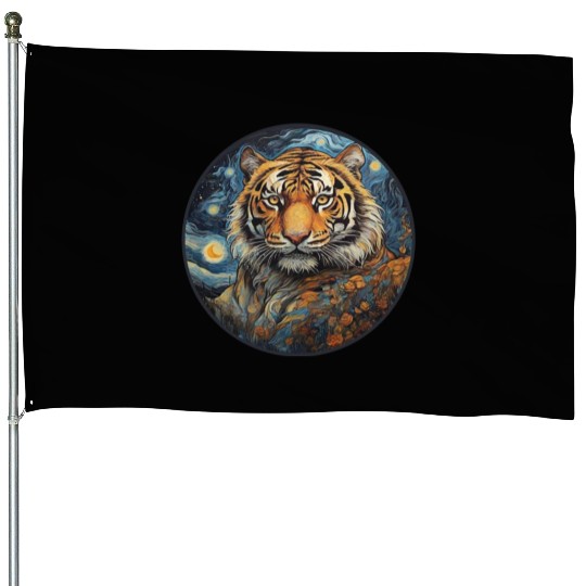 wild tiger animal House Flags