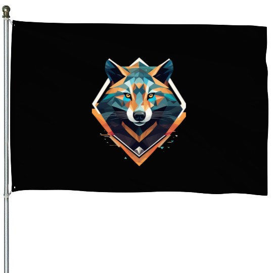 animal Low-Poly fox art Rules House Flags