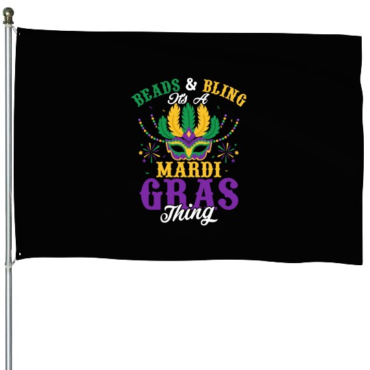 Beads & Bling It's A Mardi Gras Thing Party Carniv House Flags