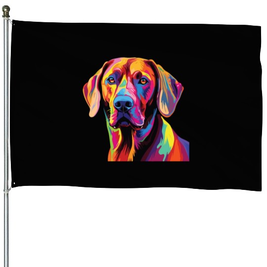Watercolor Colorful Rhodesian Ridgeback House Flags