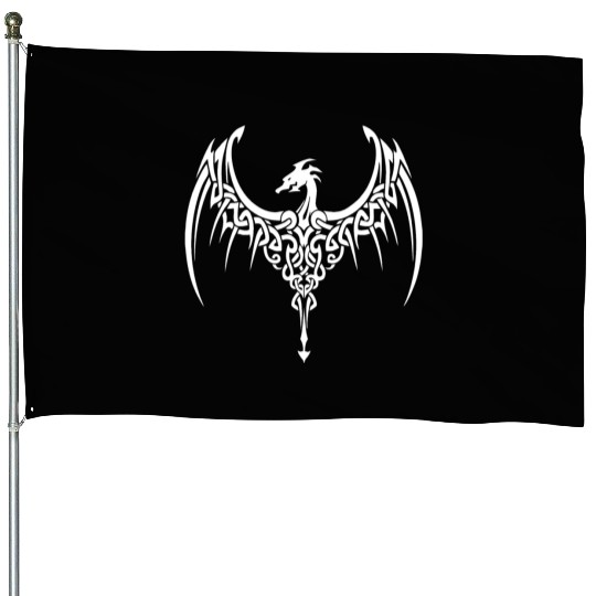 Fantasy Dragon Anime Drakhuvud Mytiska reptil House Flags