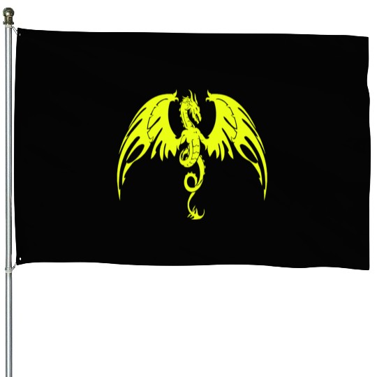 Fantasy Dragon Anime Drakhuvud Mytiska reptil House Flags