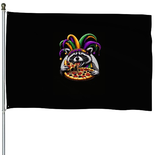 Mardi Gras raccoon with fool's hat House Flags