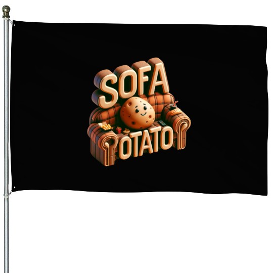 Couch Potato Humor 3D Illustration House Flags