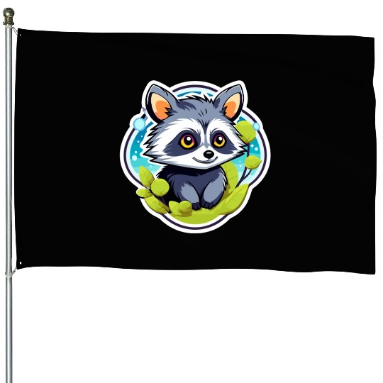 Raccoon Illustration House Flags