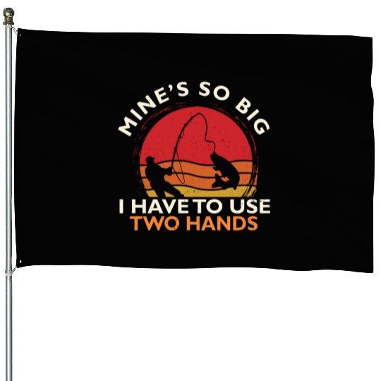 Funny Fishing Mine's Big Use Two Hands Bass Fish House Flags