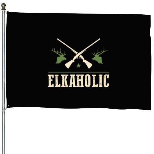 Elk Hunting Elkaholic Hunters House Flags