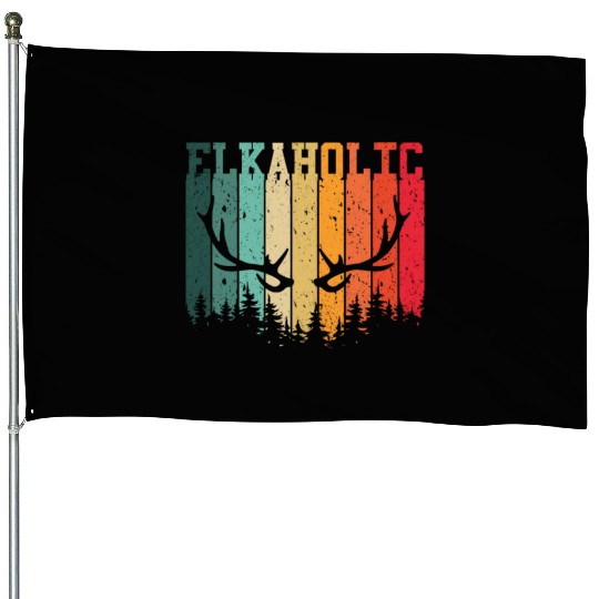 Elk Hunting Elkaholic Hunters House Flags