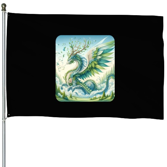 Nature Elemental Dragon House Flags
