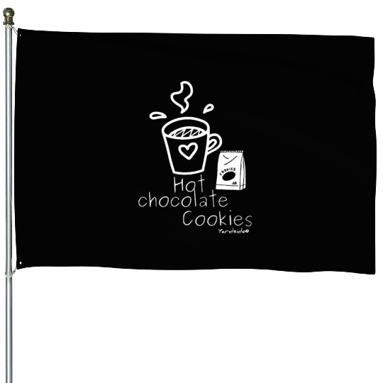 Hot chocolate cookies Yardside font logo white House Flags