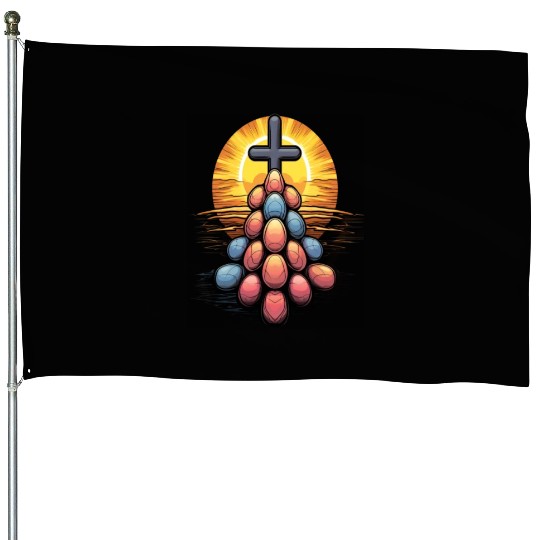 Christian Easter Day Cross Easter Egg Hunt House Flags