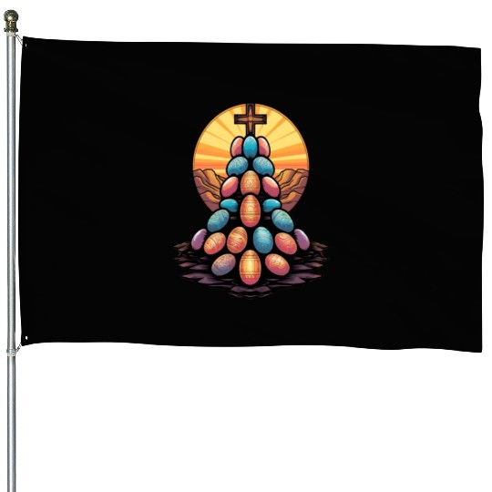 Christian Easter Day Cross Easter Egg Hunt House Flags