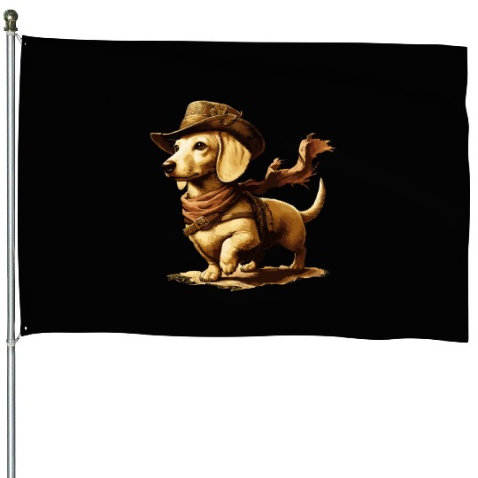 English Cream Dachshund Adventurer House Flags
