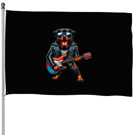 Rottweiler dog guitar design House Flags