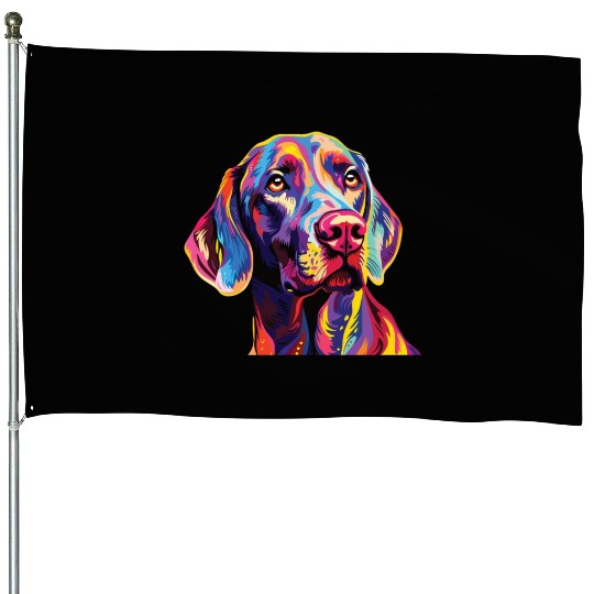 Watercolor Colorful Weimaraner House Flags