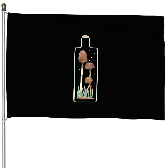 Mushroom and Firefly Terrarium House Flags