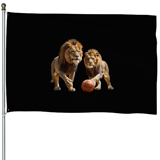 Basketball lion player House Flags