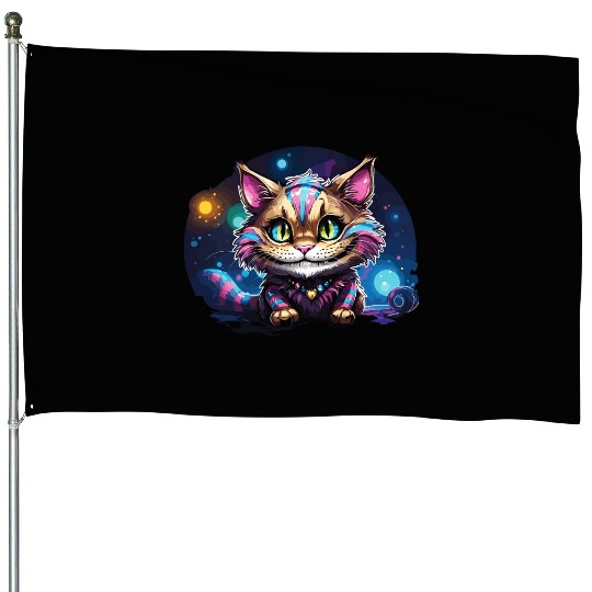 Fantasy Cheshire Cat Smile, Alice in Wonderland House Flags
