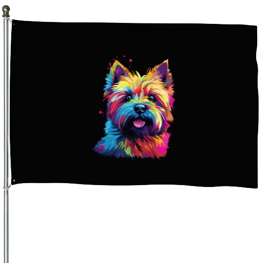 Watercolor Colorful Cairn Terrier House Flags