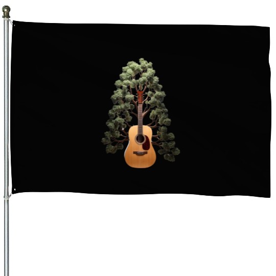 Acoustic Guitar House Flags Tree of Life Guitar