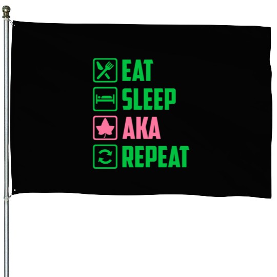 Eat Sleep AKA Repeat Alpha Kappa Alpha Womens Gift House Flags