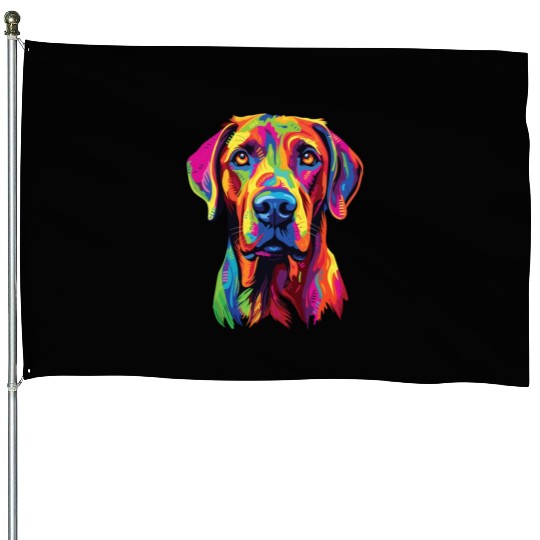 Watercolor Colorful Rhodesian Ridgeback House Flags