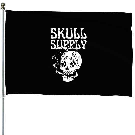 Skull Streetwear Edgy Black & White House Flags Collection